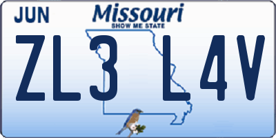 MO license plate ZL3L4V
