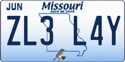 MO license plate ZL3L4Y