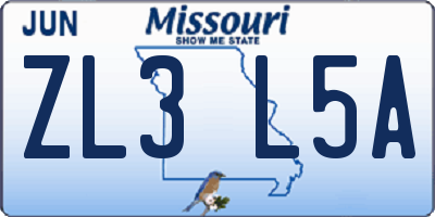 MO license plate ZL3L5A