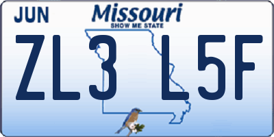 MO license plate ZL3L5F
