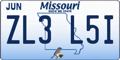 MO license plate ZL3L5I