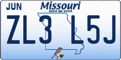 MO license plate ZL3L5J