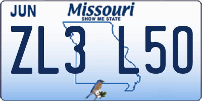 MO license plate ZL3L5O