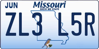 MO license plate ZL3L5R