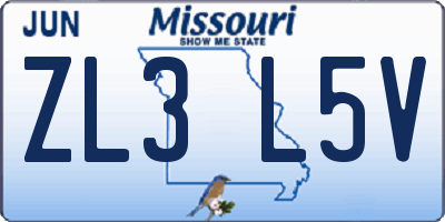 MO license plate ZL3L5V