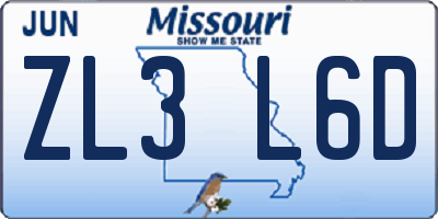 MO license plate ZL3L6D