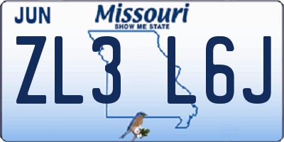 MO license plate ZL3L6J