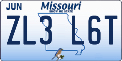 MO license plate ZL3L6T