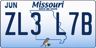 MO license plate ZL3L7B