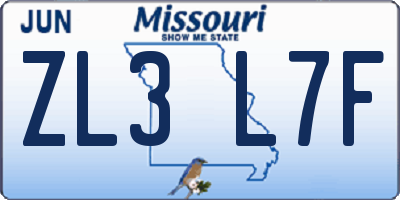 MO license plate ZL3L7F