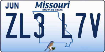 MO license plate ZL3L7V