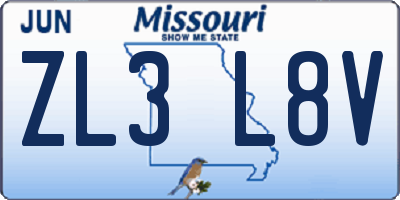 MO license plate ZL3L8V