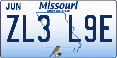 MO license plate ZL3L9E