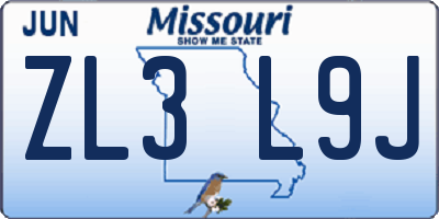 MO license plate ZL3L9J