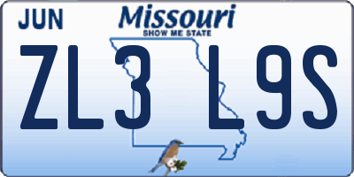 MO license plate ZL3L9S