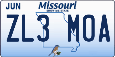 MO license plate ZL3M0A