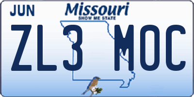 MO license plate ZL3M0C