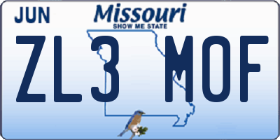 MO license plate ZL3M0F
