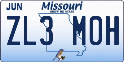 MO license plate ZL3M0H