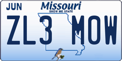 MO license plate ZL3M0W