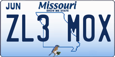 MO license plate ZL3M0X