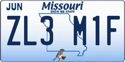 MO license plate ZL3M1F