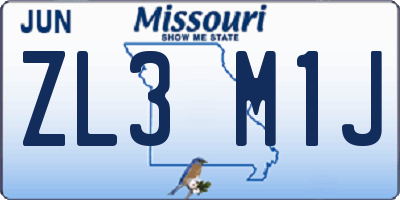 MO license plate ZL3M1J