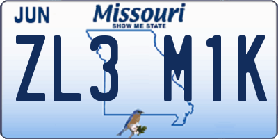 MO license plate ZL3M1K