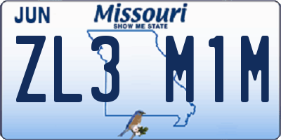 MO license plate ZL3M1M