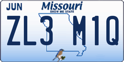 MO license plate ZL3M1Q