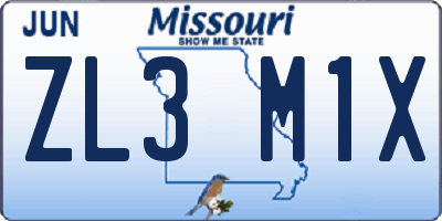 MO license plate ZL3M1X