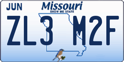 MO license plate ZL3M2F