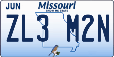 MO license plate ZL3M2N
