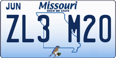 MO license plate ZL3M2O