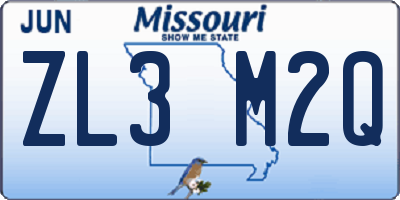 MO license plate ZL3M2Q