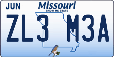 MO license plate ZL3M3A