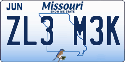 MO license plate ZL3M3K