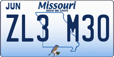 MO license plate ZL3M3O