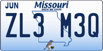 MO license plate ZL3M3Q