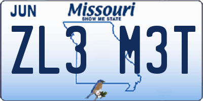 MO license plate ZL3M3T