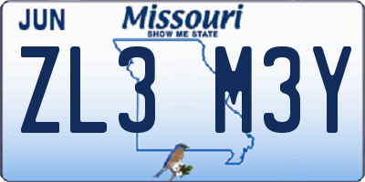 MO license plate ZL3M3Y
