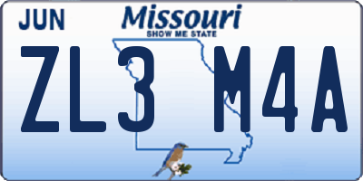 MO license plate ZL3M4A