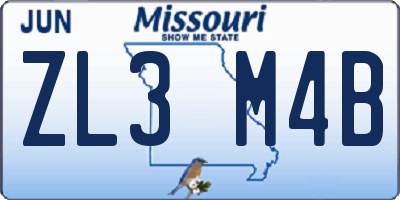 MO license plate ZL3M4B