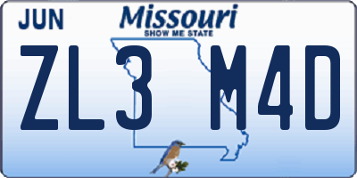MO license plate ZL3M4D