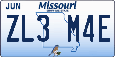 MO license plate ZL3M4E