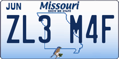MO license plate ZL3M4F