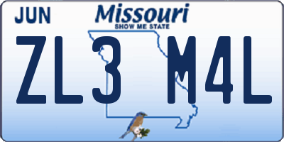 MO license plate ZL3M4L