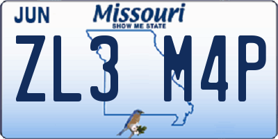 MO license plate ZL3M4P