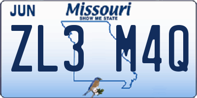 MO license plate ZL3M4Q