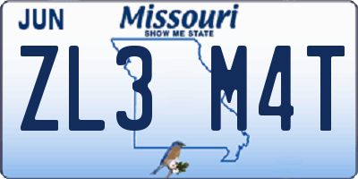 MO license plate ZL3M4T